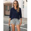 imageHOTOUCH Button Down Shirt Women Casual Blouse Office Boyfriend Long Sleeve TopsNavy
