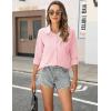 imageHOTOUCH Button Down Shirt Women Casual Blouse Office Boyfriend Long Sleeve TopsPink