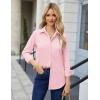 imageHOTOUCH Button Down Shirt Women Casual Blouse Office Boyfriend Long Sleeve TopsPink