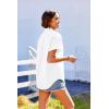 imageHOTOUCH Linen Cotton Womens Short Sleeve Shirts V Neck Collared Button Down Blouse Tops S3XLA01white