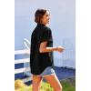 imageHOTOUCH Linen Cotton Womens Short Sleeve Shirts V Neck Collared Button Down Blouse Tops S3XLBlack