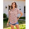 imageHOTOUCH Linen Cotton Womens Short Sleeve Shirts V Neck Collared Button Down Blouse Tops S3XLFloral Pink