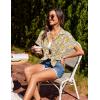 imageHOTOUCH Linen Cotton Womens Short Sleeve Shirts V Neck Collared Button Down Blouse Tops S3XLFloral Xh453