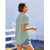 imageHOTOUCH Linen Cotton Womens Short Sleeve Shirts V Neck Collared Button Down Blouse Tops S3XLLight Green