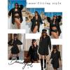 imageHOTOUCH Women Oversized Button Down Shirts Boyfriend Long Sleeve Blouse Collared TopsBlack
