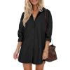 imageHOTOUCH Women Oversized Button Down Shirts Boyfriend Long Sleeve Blouse Collared TopsBlack