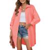 imageHOTOUCH Women Oversized Button Down Shirts Boyfriend Long Sleeve Blouse Collared TopsCoral Pink