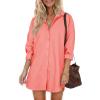imageHOTOUCH Women Oversized Button Down Shirts Boyfriend Long Sleeve Blouse Collared TopsCoral Pink