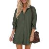 imageHOTOUCH Women Oversized Button Down Shirts Boyfriend Long Sleeve Blouse Collared TopsGreen