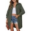 imageHOTOUCH Women Oversized Button Down Shirts Boyfriend Long Sleeve Blouse Collared TopsGreen