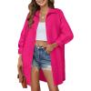 imageHOTOUCH Women Oversized Button Down Shirts Boyfriend Long Sleeve Blouse Collared TopsHot Pink