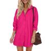 imageHOTOUCH Women Oversized Button Down Shirts Boyfriend Long Sleeve Blouse Collared TopsHot Pink