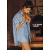 imageHOTOUCH Women Oversized Button Down Shirts Boyfriend Long Sleeve Blouse Collared TopsLight Blue