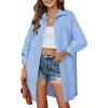 imageHOTOUCH Women Oversized Button Down Shirts Boyfriend Long Sleeve Blouse Collared TopsLight Blue