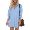 imageHOTOUCH Women Oversized Button Down Shirts Boyfriend Long Sleeve Blouse Collared TopsLight Blue