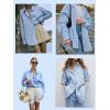 imageHOTOUCH Women Oversized Button Down Shirts Boyfriend Long Sleeve Blouse Collared TopsLight Blue