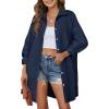 imageHOTOUCH Women Oversized Button Down Shirts Boyfriend Long Sleeve Blouse Collared TopsNavy