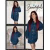 imageHOTOUCH Women Oversized Button Down Shirts Boyfriend Long Sleeve Blouse Collared TopsTeal Blue