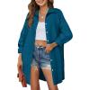 imageHOTOUCH Women Oversized Button Down Shirts Boyfriend Long Sleeve Blouse Collared TopsTeal Blue