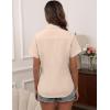 imageHOTOUCH Women Short Sleeve Button Down Shirts Business Work Fitted Collared Blouse Office Basic 2025 Summer Tops S2XLKhaki