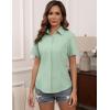 imageHOTOUCH Women Short Sleeve Button Down Shirts Business Work Fitted Collared Blouse Office Basic 2025 Summer Tops S2XLLight Green