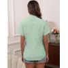 imageHOTOUCH Women Short Sleeve Button Down Shirts Business Work Fitted Collared Blouse Office Basic 2025 Summer Tops S2XLLight Green