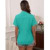 imageHOTOUCH Women Short Sleeve Button Down Shirts Business Work Fitted Collared Blouse Office Basic 2025 Summer Tops S2XLMint Green