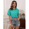imageHOTOUCH Women Short Sleeve Button Down Shirts Business Work Fitted Collared Blouse Office Basic 2025 Summer Tops S2XLMint Green