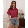 imageHOTOUCH Women Short Sleeve Button Down Shirts Business Work Fitted Collared Blouse Office Basic 2025 Summer Tops S2XLWine Red