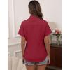 imageHOTOUCH Women Short Sleeve Button Down Shirts Business Work Fitted Collared Blouse Office Basic 2025 Summer Tops S2XLWine Red