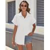imageHOTOUCH Women Waterproof Button Down Shirt Solid Work Business Blouse StainResistant Short Sleeve TopsA01white