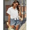 imageHOTOUCH Women Waterproof Button Down Shirt Solid Work Business Blouse StainResistant Short Sleeve TopsA01white
