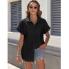 imageHOTOUCH Women Waterproof Button Down Shirt Solid Work Business Blouse StainResistant Short Sleeve TopsA02black