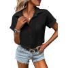 imageHOTOUCH Women Waterproof Button Down Shirt Solid Work Business Blouse StainResistant Short Sleeve TopsA02black