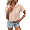 imageHOTOUCH Women Waterproof Button Down Shirt Solid Work Business Blouse StainResistant Short Sleeve TopsChampagne