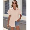 imageHOTOUCH Women Waterproof Button Down Shirt Solid Work Business Blouse StainResistant Short Sleeve TopsChampagne