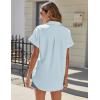 imageHOTOUCH Women Waterproof Button Down Shirt Solid Work Business Blouse StainResistant Short Sleeve TopsLight Blue