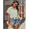 imageHOTOUCH Women Waterproof Button Down Shirt Solid Work Business Blouse StainResistant Short Sleeve TopsLight Green