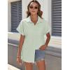 imageHOTOUCH Women Waterproof Button Down Shirt Solid Work Business Blouse StainResistant Short Sleeve TopsLight Green