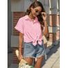 imageHOTOUCH Women Waterproof Button Down Shirt Solid Work Business Blouse StainResistant Short Sleeve TopsPink