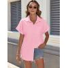 imageHOTOUCH Women Waterproof Button Down Shirt Solid Work Business Blouse StainResistant Short Sleeve TopsPink