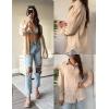 imageHOTOUCH Womens Button Down Shirt Casual Long Sleeves Loose fit Classic Collared Blouses Fasion Textured Top with PocketsAkhaki