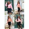 imageHOTOUCH Womens Button Down Shirt Casual Long Sleeves Loose fit Classic Collared Blouses Fasion Textured Top with PocketsAlight Pink