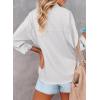 imageHOTOUCH Womens Button Down Shirt Casual Long Sleeves Loose fit Classic Collared Blouses Fasion Textured Top with PocketsAwhite