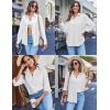 imageHOTOUCH Womens Button Down Shirt Casual Long Sleeves Loose fit Classic Collared Blouses Fasion Textured Top with PocketsAwhite