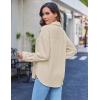 imageHOTOUCH Womens Button Down Shirt Casual Long Sleeves Loose fit Classic Collared Blouses Fasion Textured Top with PocketsBeige
