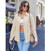 imageHOTOUCH Womens Button Down Shirt Casual Long Sleeves Loose fit Classic Collared Blouses Fasion Textured Top with PocketsBeige
