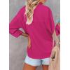 imageHOTOUCH Womens Button Down Shirt Casual Long Sleeves Loose fit Classic Collared Blouses Fasion Textured Top with PocketsHot Pink