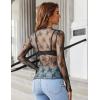 imageHOTOUCH Womens Mesh Sheer Tops Long Sleeve Layering Top Mock Neck See Through Floral Lace Shirt BlouseBlack