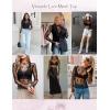 imageHOTOUCH Womens Mesh Sheer Tops Long Sleeve Layering Top Mock Neck See Through Floral Lace Shirt BlouseBlack